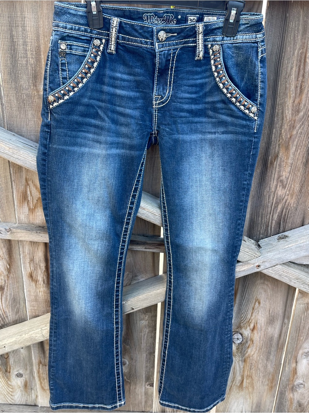 Miss Me Signature Embellished Bootcut Jeans Size 30 Western Y2K Denim cowgirl